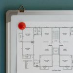 Estate Documents. - Floor plan hanging on whiteboard