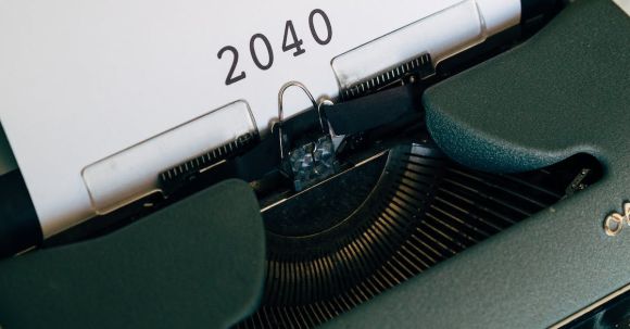 Business Future Planning - An Old Typewriter With 2040 Typed On Paper